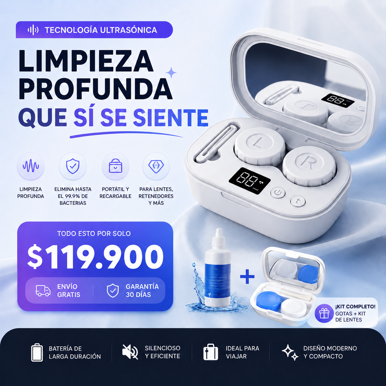 VisoClean™ Limpiador ultrasonico lentes de contacto