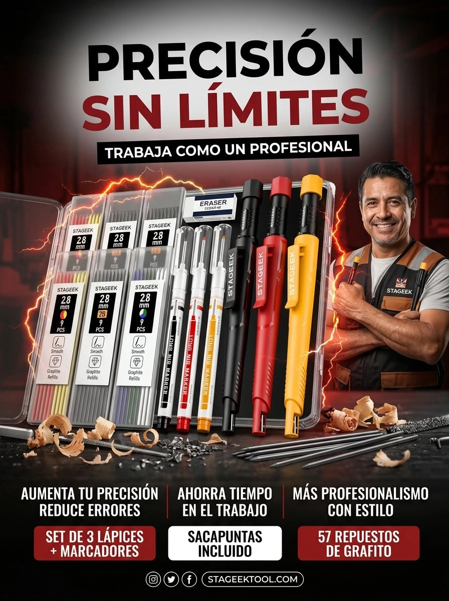 SET DE x4 LAPICES DE CARPINTERIA+ 57 repuestos