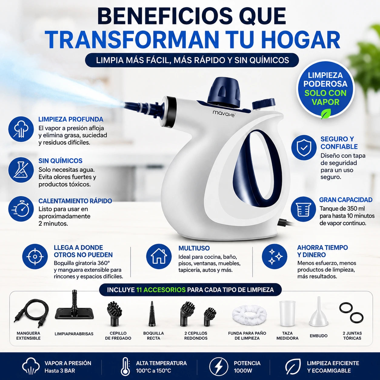 VaporMax® Elimina grasa, suciedad y residuos con vapor de alta presión