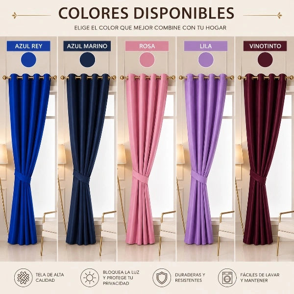 2 Cortinas Blackout Tela ESPECIAL!, Protector UV Protegen Tu Hogar Del Sol Y El Calor.