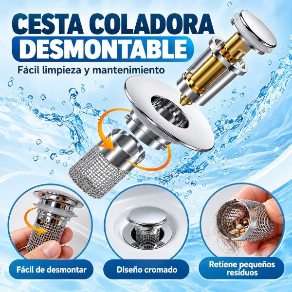Desagüe para Lavamanos con Filtro Antitaponamiento