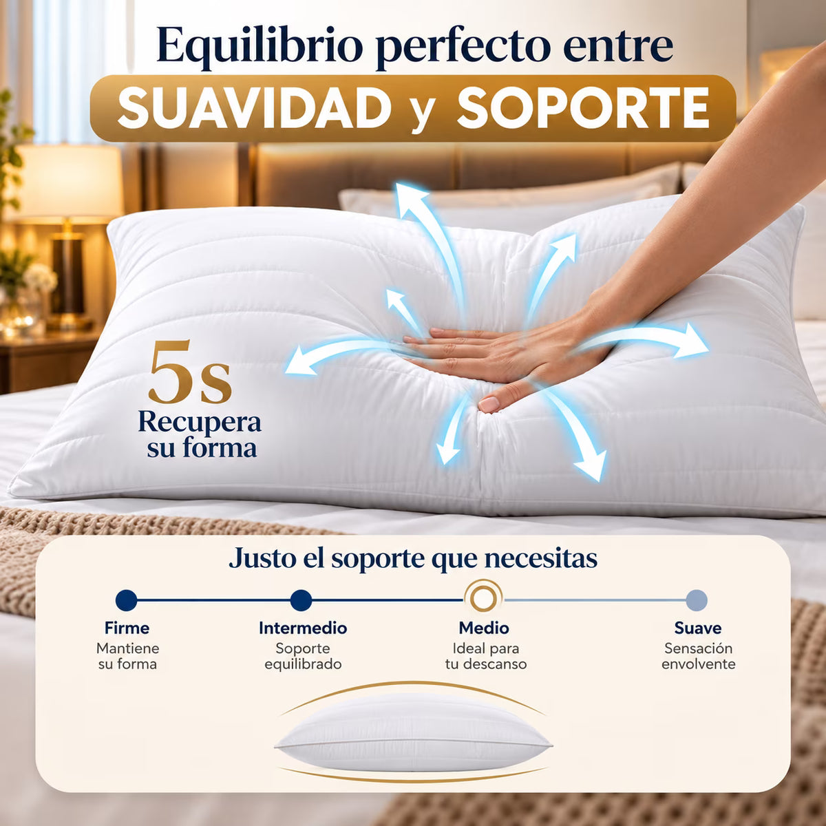 Almohadas Hoteleras para el Hogar – Pack x4
