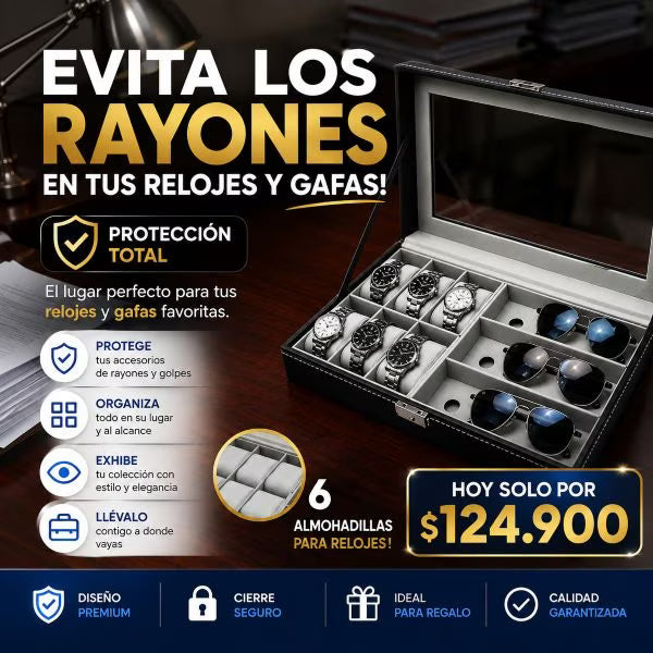 Organizador de lujo de relojes y gafas