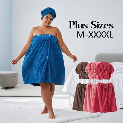 Toalla de baño plus sized Microfibra +gorro para el cabello