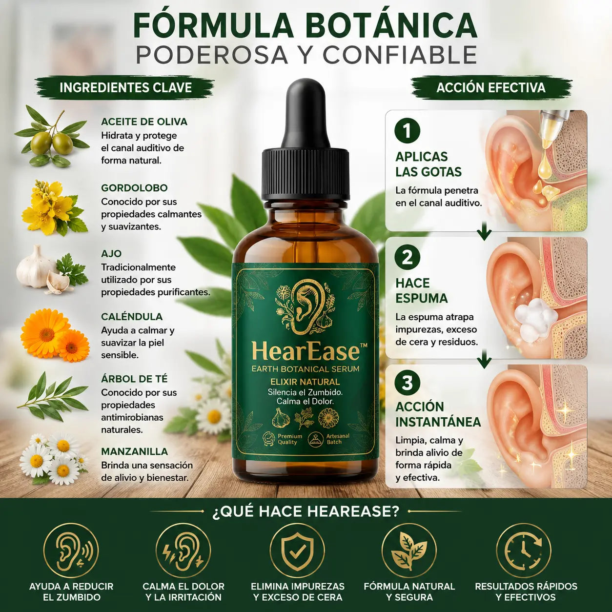 Hearease® Elixir Botánico para el Cuidado del Oído
