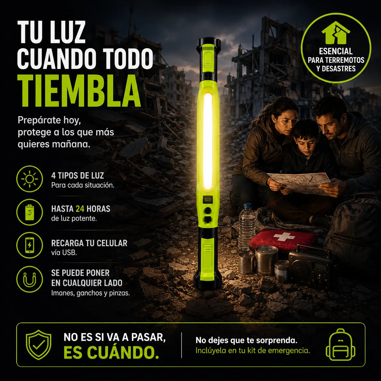 Barra magnetica de emergencia para Terremotos - 💡 Se pega sola USB