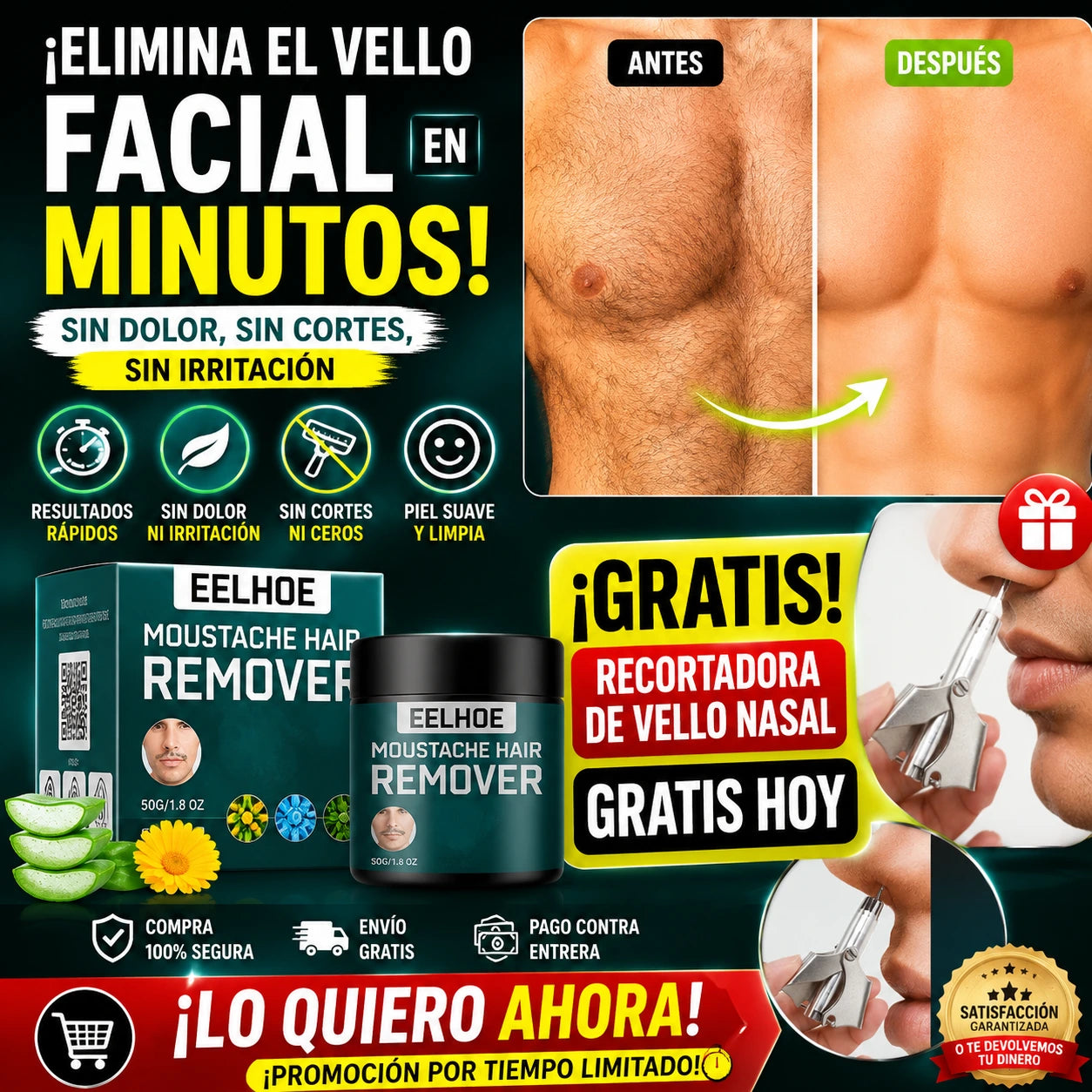 EELHOE® Removedor de vello corporal y facial