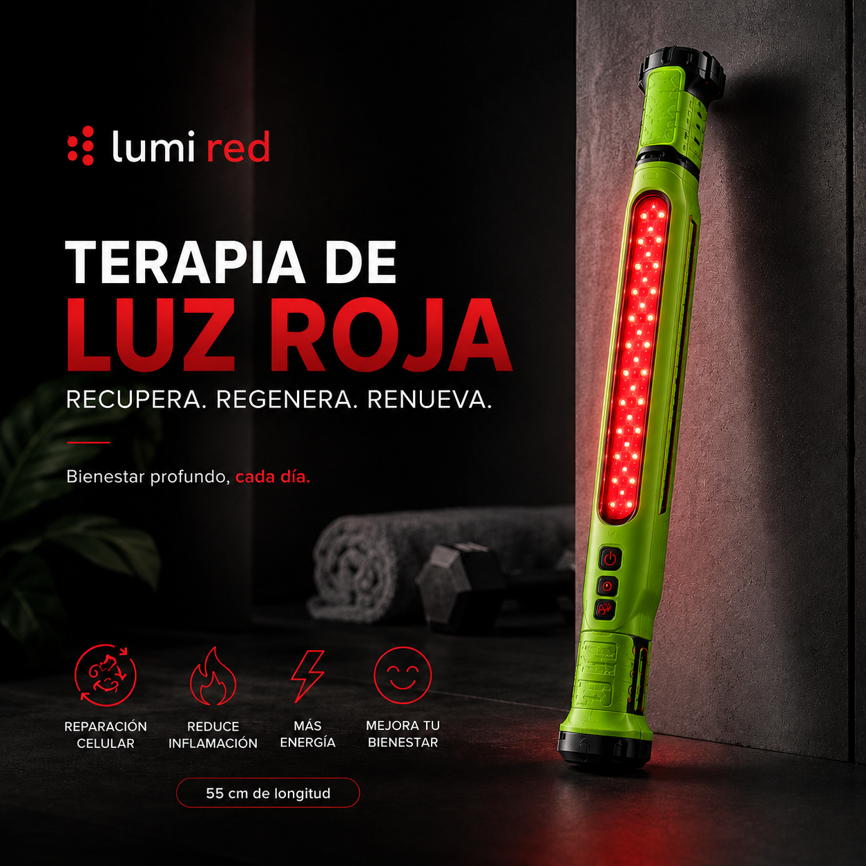 🔴 LumiRed Therapy-Barra led con luz roja