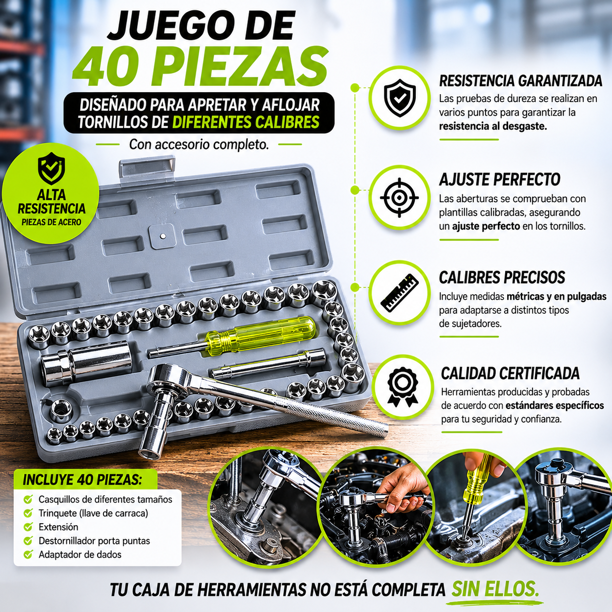 Herramienta de trabajo luz LED + Juego De Herramientas 40 Piezas GRATIS HOY