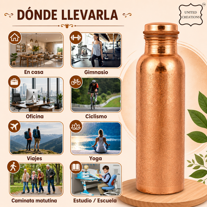 CobreZen™ Botella de 100% cobre Ayurvédica para la salud