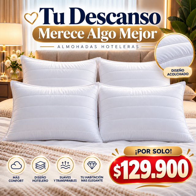 Almohadas Hoteleras para el Hogar – Pack x4