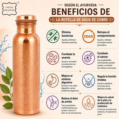 CobreZen™ Botella de 100% cobre Ayurvédica para la salud