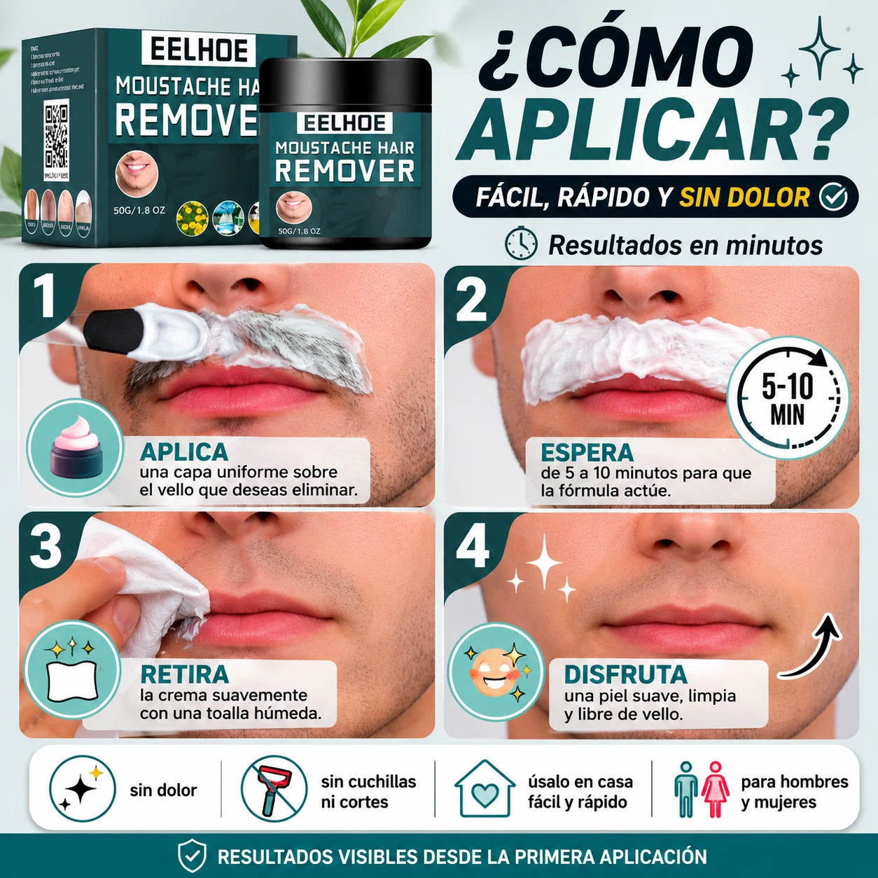 EELHOE® Removedor de vello corporal y facial