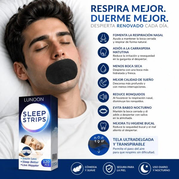 Sleeptrips® Cintas bucales anti ronquidos x90 Cintas
