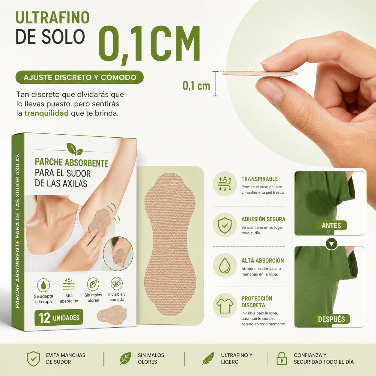 Elhoe® 24 Parches absorbentes para sudor de las axilas