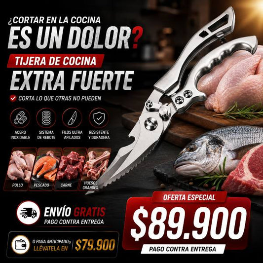 Tijera de Cocina Acero Ultrareforzado🔥 Corta hasta el hueso mas duro