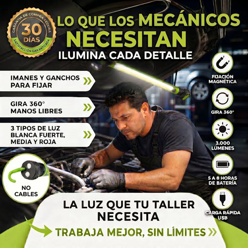 Barra de Iluminación Magnética Profesional para Talleres, Técnicos y Detailing!!