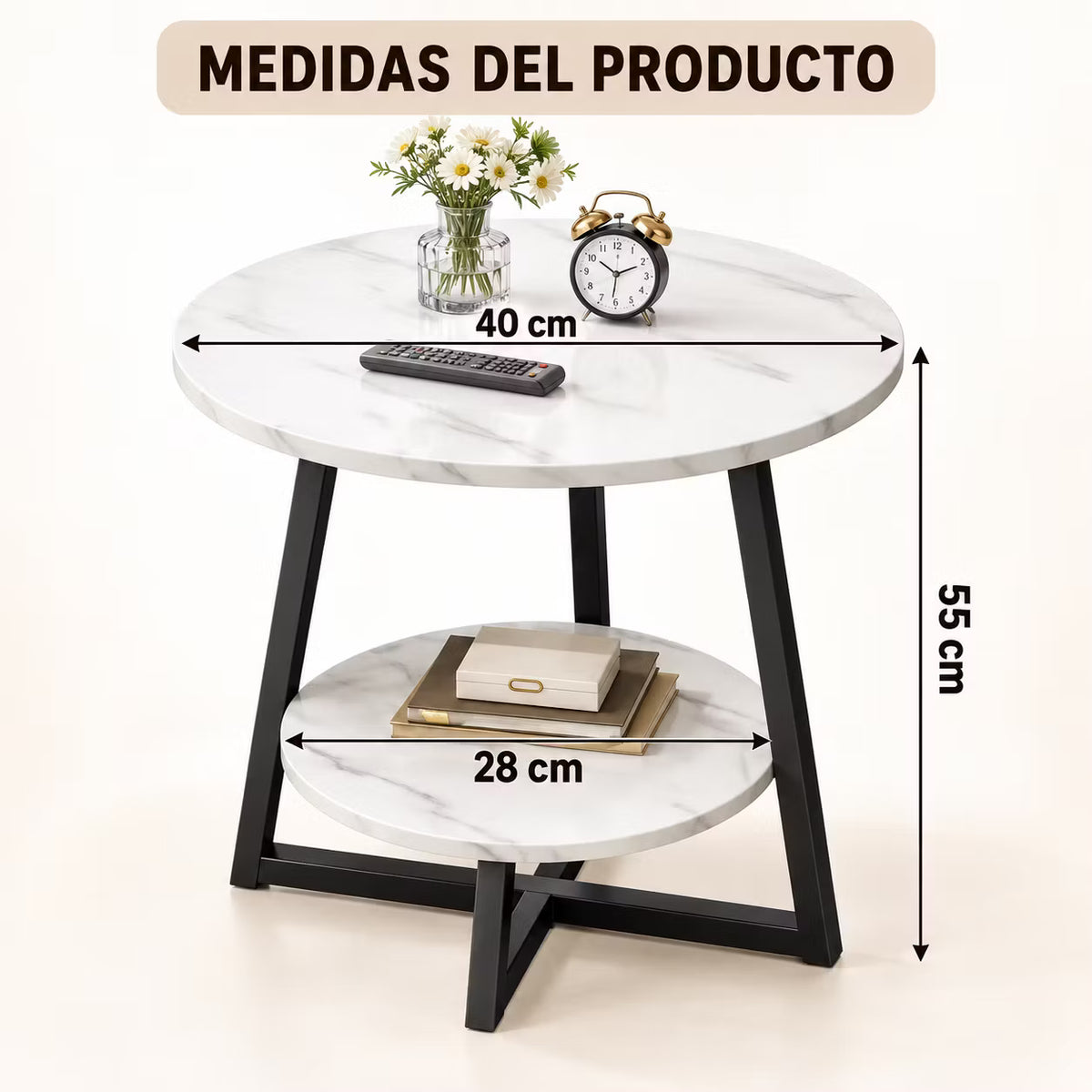 Mesa Auxiliar Moderna de 2 Niveles – Diseño Elegante para tu Hogar