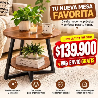 Mesa Auxiliar Moderna de 2 Niveles – Diseño Elegante para tu Hogar