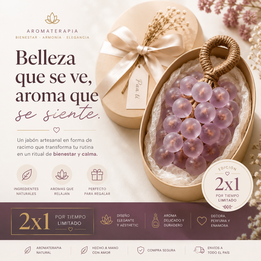 Aromaterapia x2 Jabon artesanal en forma de uva 25 bolas