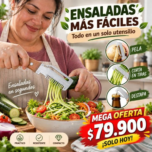 ¡3 Funciones en 1! El Utensilio en madera y acero afilado japones🔥