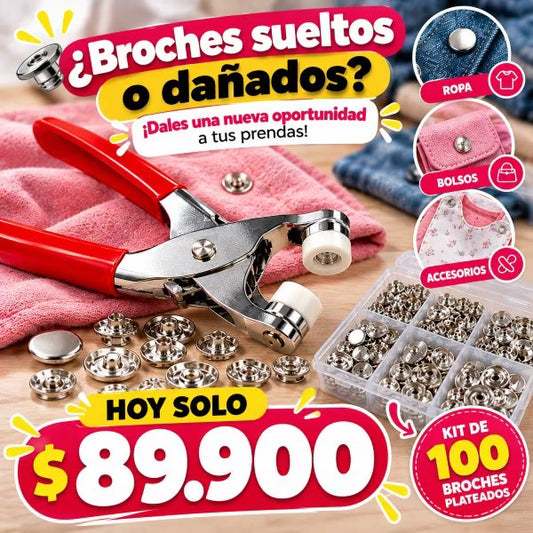 🧵 Alicate Remachador de Botones + 50 Botones – Coloca Broches Fácil y Rápido