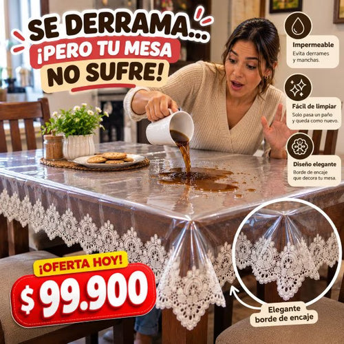 Mantel Transparente con Encaje – Protección y Elegancia