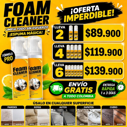 FoamCleaner Espuma Limpiadora, Elimina todo tipo de manchas Sin esfuerzo!!