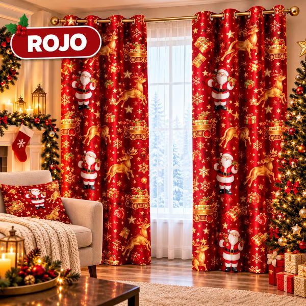 🎄 Cortinas Navideñas Decorativas para el Hogar