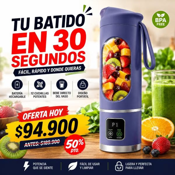 Licuadora digital portatil 500ML-Tus batidos naturales en segundos