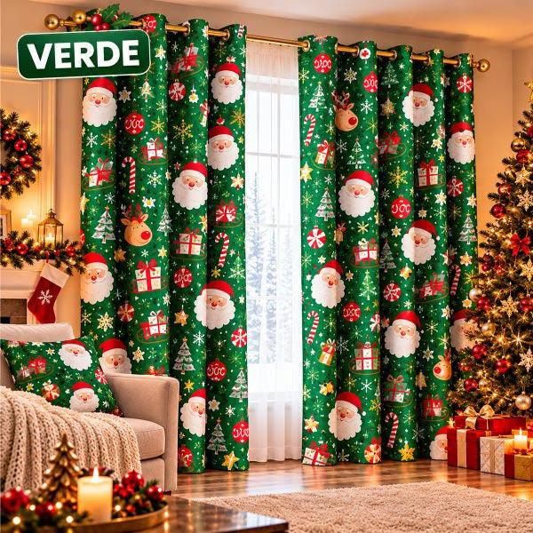 🎄 Cortinas Navideñas Decorativas para el Hogar