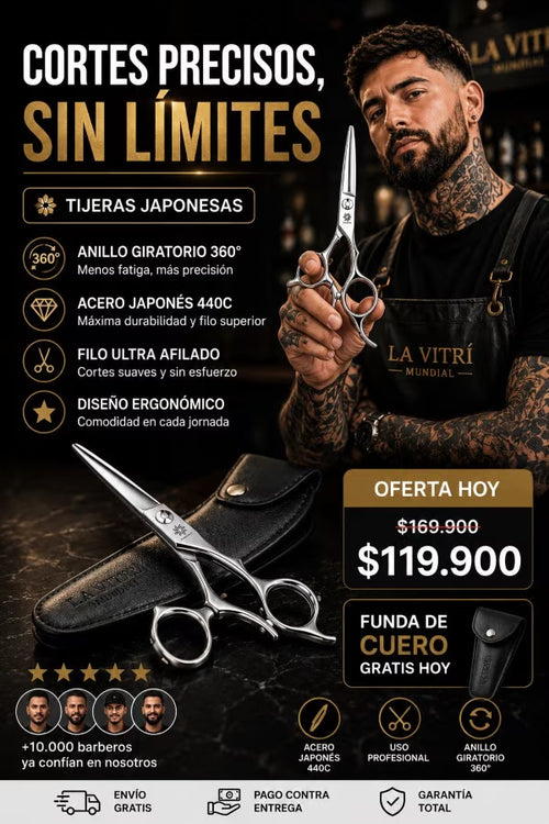 Tijeras filo japones con anillo giratorio 360°