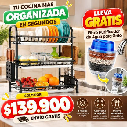 Más espacio, más orden: Escurridor de Platos 3 Niveles