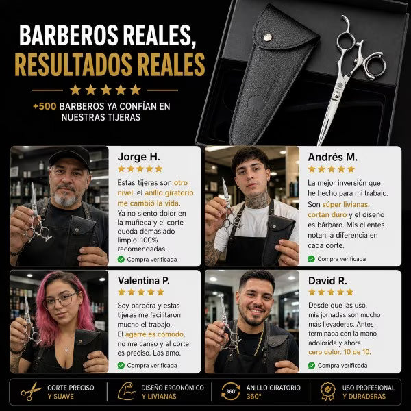 Corta 8 horas seguidas sin que te duela la muñeca|Tijeras filo japones  360° con anillo giratorio.
