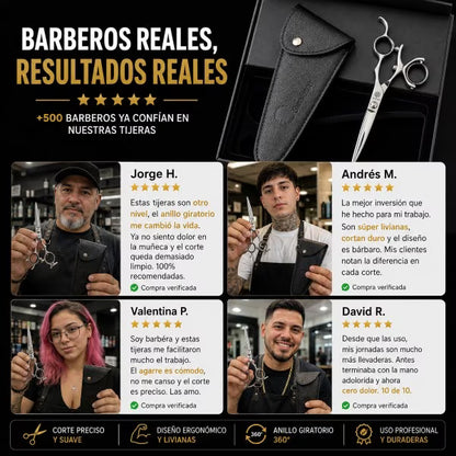 Corta 8 horas seguidas sin que te duela la muñeca|Tijeras filo japones  360° con anillo giratorio.