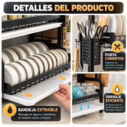 Más espacio, más orden: Escurridor de Platos 3 Niveles