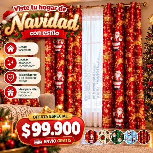 🎄 Cortinas Navideñas Decorativas para el Hogar