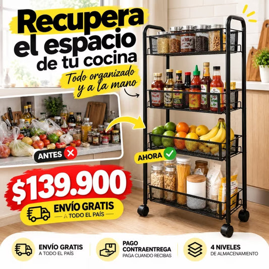 Carrito Organizador 4 Niveles Metálico GRANDE! -35%OFF