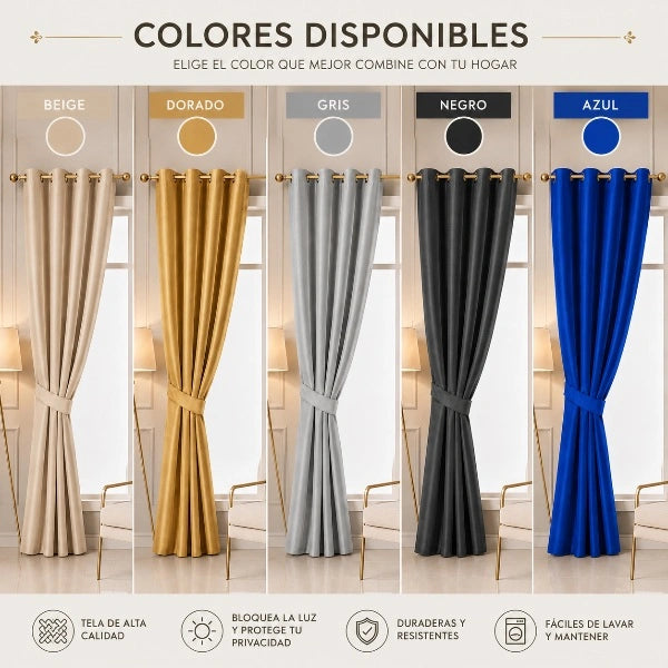 2 Cortinas Blackout Tela ESPECIAL!, Protector UV Protegen Tu Hogar Del Sol Y El Calor.