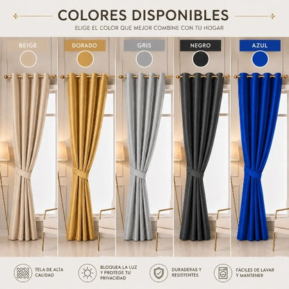 2 Cortinas Blackout Tela ESPECIAL!, Protector UV Protegen Tu Hogar Del Sol Y El Calor.