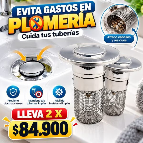 Desagüe para Lavamanos con Filtro Antitaponamiento
