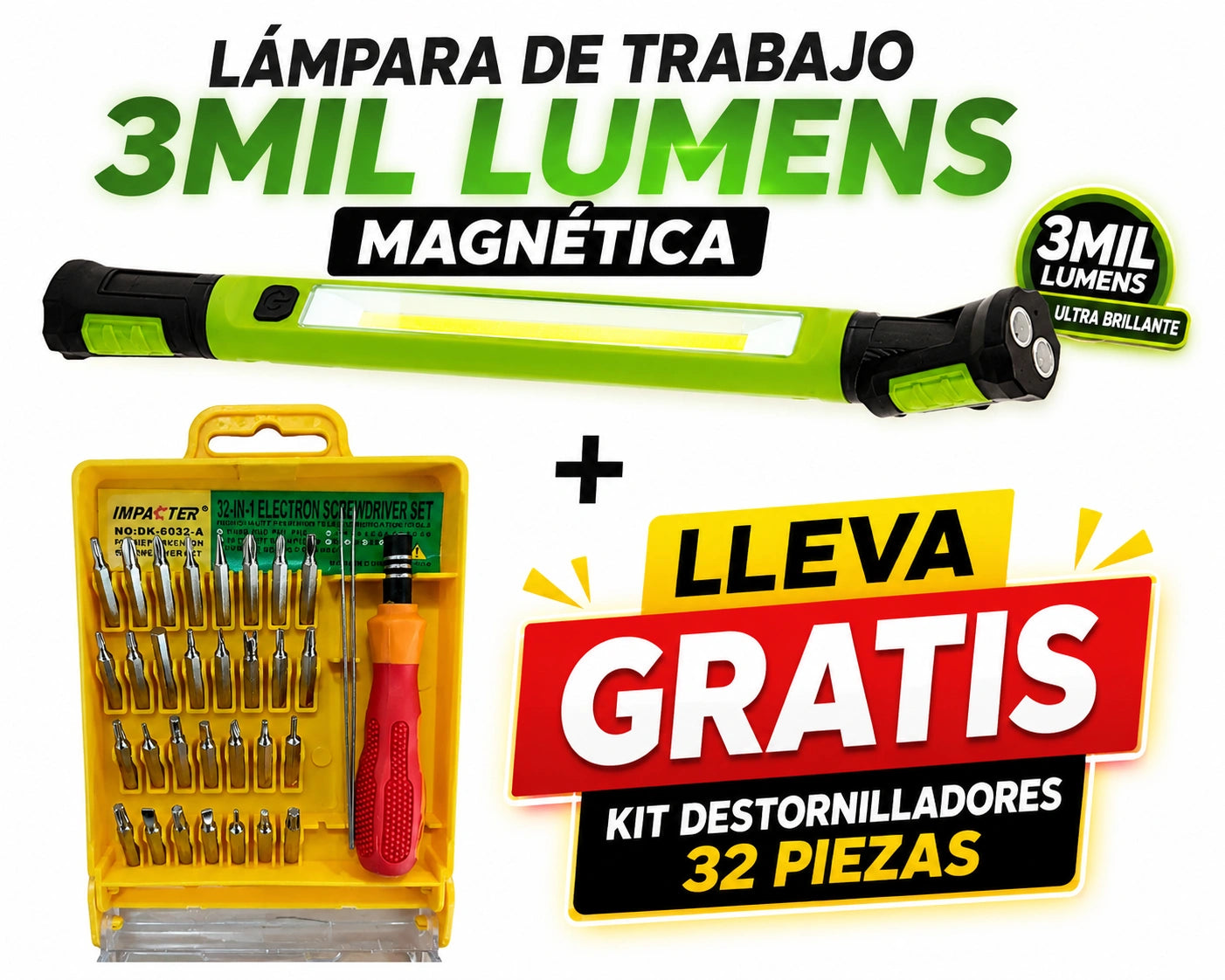 Barra LED 3000 lúmenes magnética para mecánicos