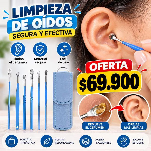 Kit de Limpieza de Oídos de Acero Inoxidable