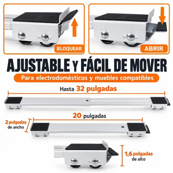 Base Ajustable con Ruedas para Lavadora y Nevera | Fácil Limpieza