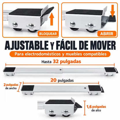 Base Ajustable con Ruedas para Lavadora y Nevera | Fácil Limpieza