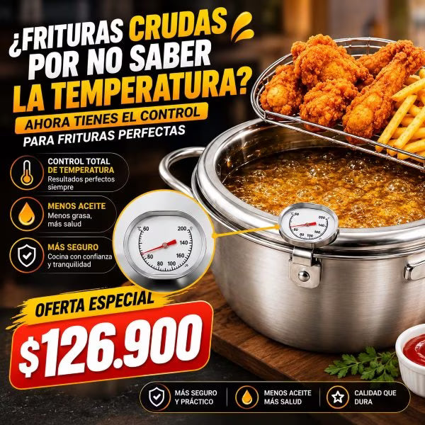 OLLA FREIDORA JAPONESA-CON TERMOMETRO Y ESCURRIDOR