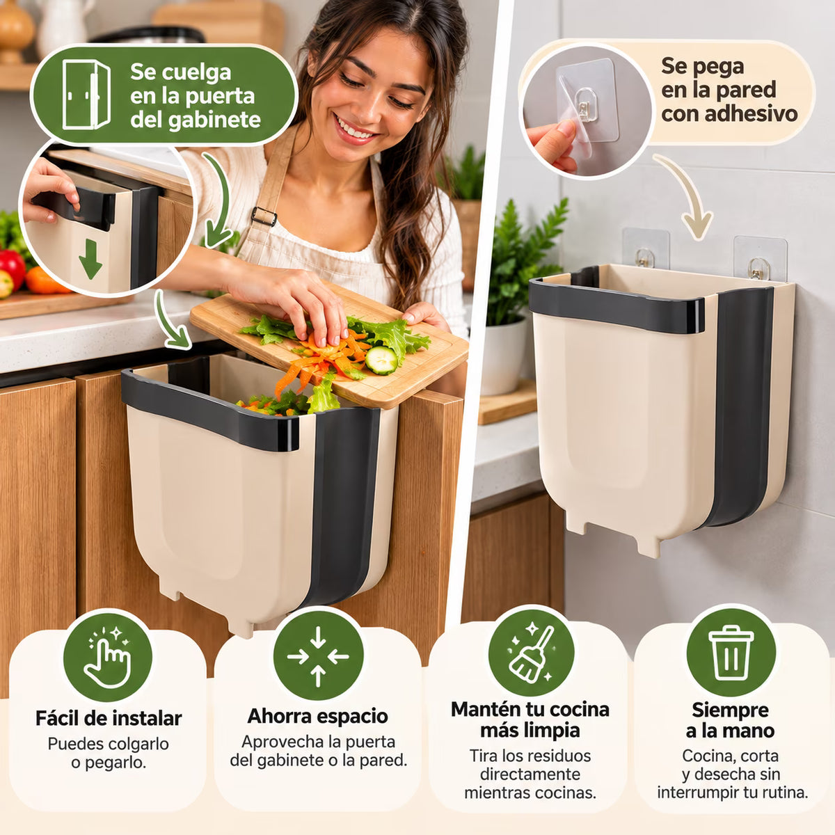 🗑️ Cesto Colgante para Cocina – Ahorra Espacio y Mantén Todo Limpio