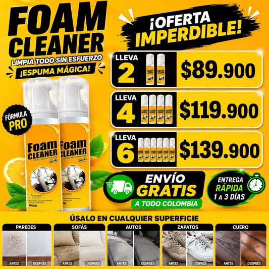 FoamCleaner Espuma Limpiadora, Elimina todo tipo de manchas Sin esfuerzo!!