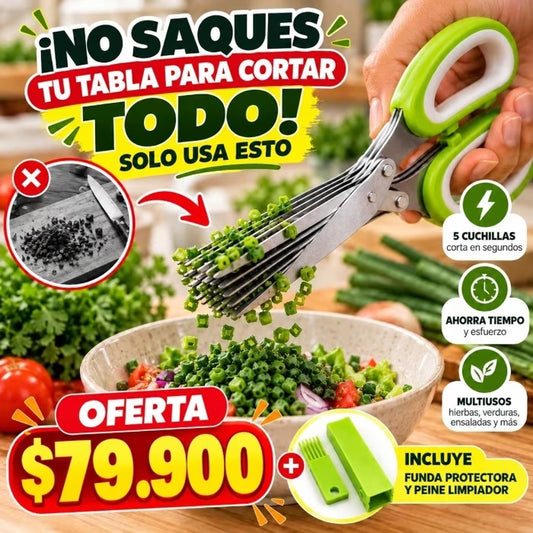 Tijera Multiusos de Cocina 5 en 1 – 5 Cuchillas