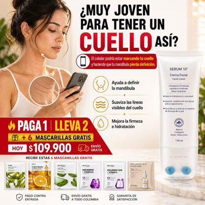 Tu celular marca tu cuello- Esta crema lo revierte.Colageno, retinol y 10 pepetidos
